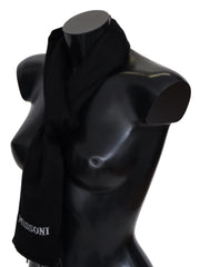 Missoni Black 100% Wool Unisex Neck Wrap Fringes Logo Scarf - Scarves & Shawls