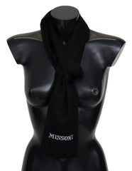 Missoni Black 100% Wool Unisex Neck Wrap Fringes Logo Scarf - Scarves & Shawls