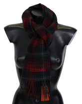 Missoni Black Red Check Wool Unisex Neck Wrap Fringes Scarf - Scarves & Shawls