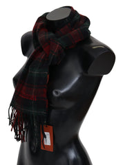 Missoni Black Red Check Wool Unisex Neck Wrap Fringes Scarf - Scarves & Shawls