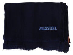 Missoni Blue Wool Knit Unisex Neck Wrap Scarf - Scarves & Shawls
