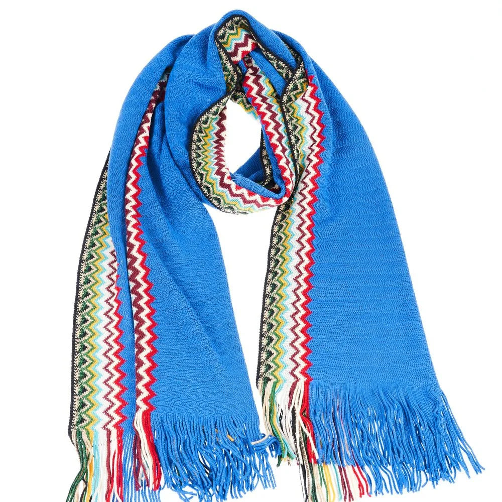 Missoni Blue Wool Men Scarf - Scarves & Shawls