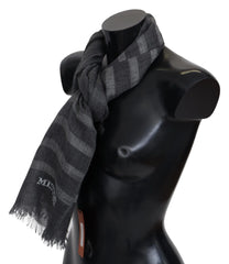 Missoni Gray Striped Wool Unisex Neck Wrap Fringes Scarf - Scarves & Shawls