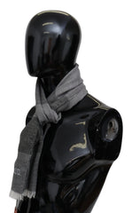 Missoni Gray Striped Wool Unisex Neck Wrap Fringes Scarf - Scarves & Shawls