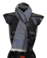 Missoni Gray Striped Wool Unisex Neck Wrap Fringes Scarf - Scarves & Shawls