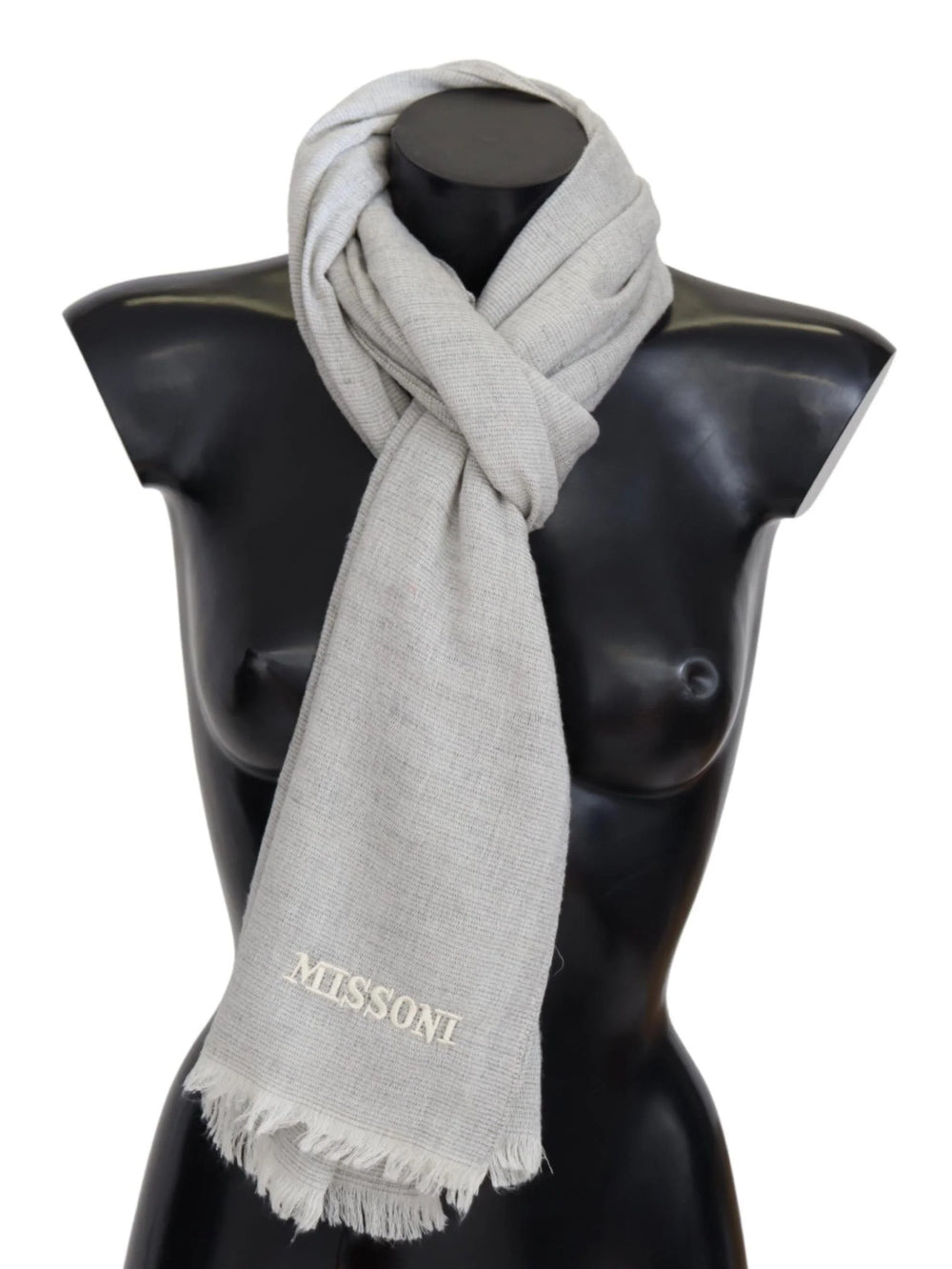 Missoni Gray Wool Knit Unisex Neck Wrap Scarf - Scarves & Shawls