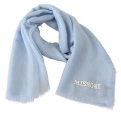 Missoni Light Blue Cashmere Unisex Neck Wrap Scarf - Scarves & Shawls