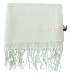 Missoni Light Green Pattern Cashmere Unisex Wrap Fringes Scarf