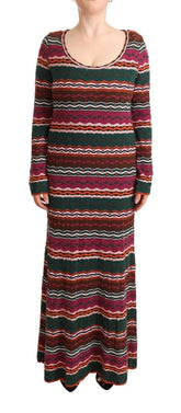 Missoni Multicolor Stripe Wool Knitted Maxi Sheath Dress - IT46|XL - Dresses