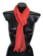 Missoni Orange Check Cashmere Unisex Wrap Fringes Scarf - Scarves & Shawls