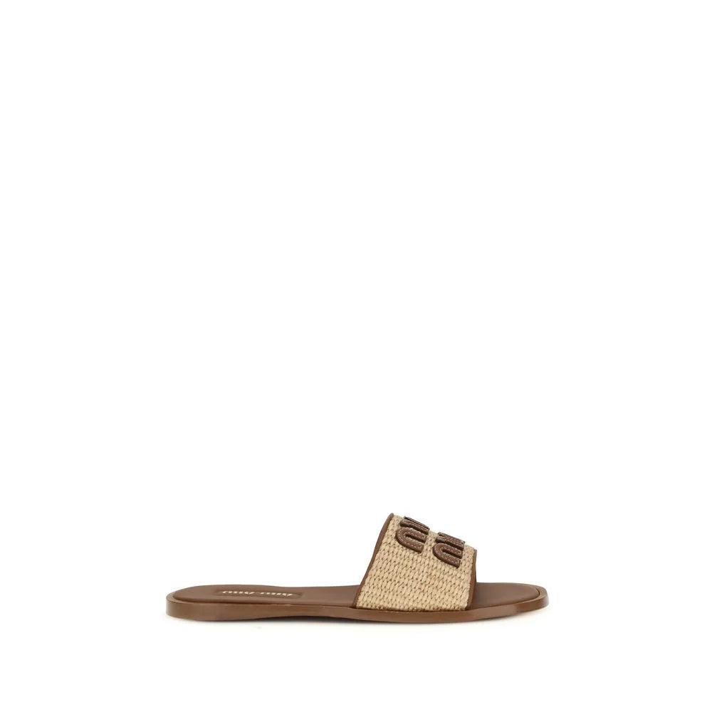 Miu Miu Beige Nylon Slippers - EU40/US10