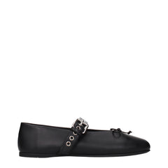 Miu Miu Black Leather Ballet Flats - EU38/US8