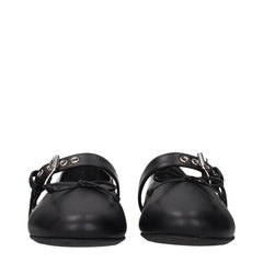 Miu Miu Black Leather Ballet Flats - EU38/US8