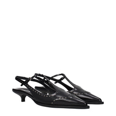 Miu Miu Black Leather Mid Heel Pumps - EU41/US11