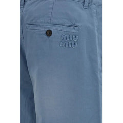Miu Miu Blue Cotton Casual Pants - IT40 | M