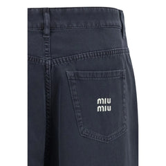 Miu Miu Blue Cotton Flared Jeans - 26