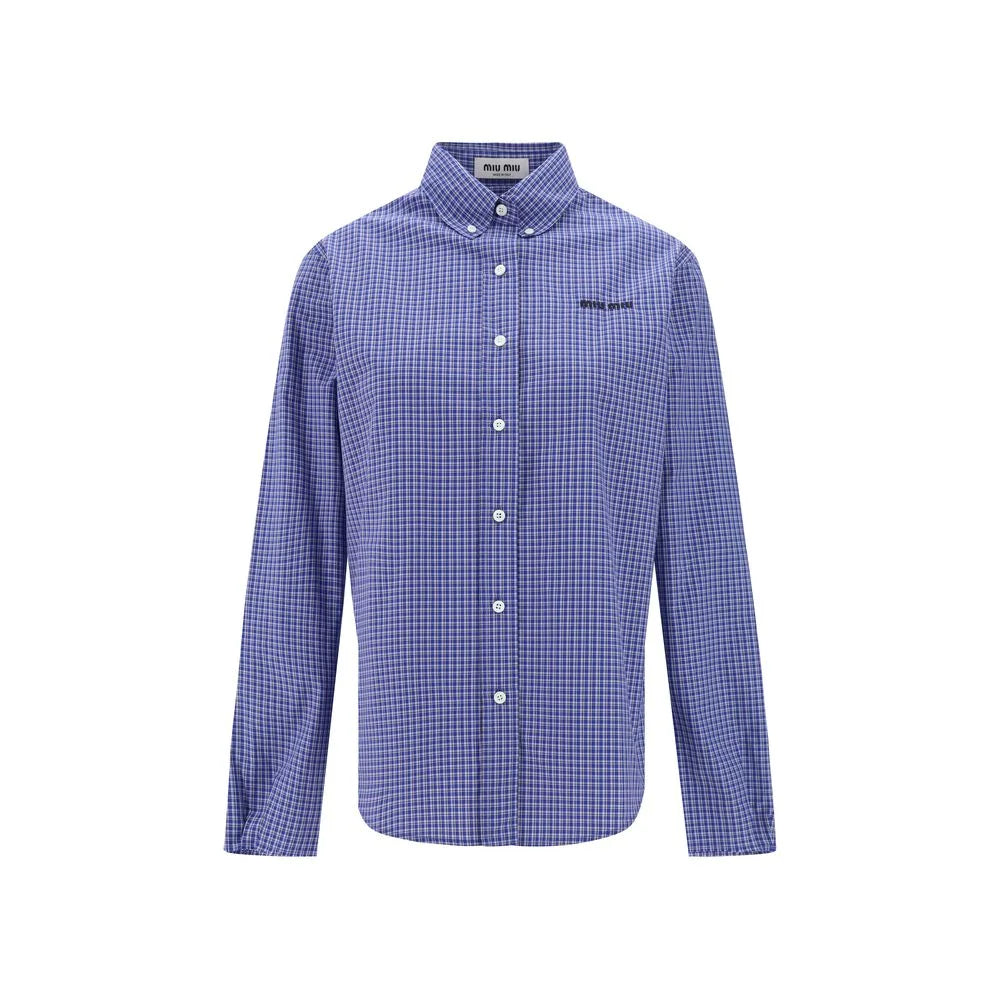 Chemise à motifs en coton bleu Miu Miu - IT36 | XS