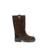 Miu Miu Brown Calf Leather Bos Taurus Ankle Boots - EU40/US10