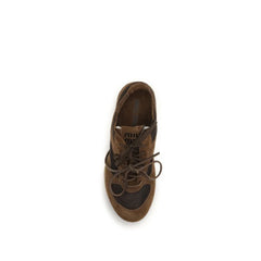 Miu Miu Brown Calf Leather Bos Taurus Athletic Sneakers - EU37/US7