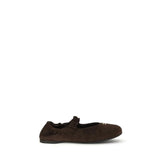 Miu Miu Brown Calf Leather Bos Taurus Ballet Flats