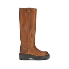 Miu Miu Brown Calf Leather Bos Taurus Boots - EU40/US10