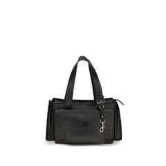 Miu Miu brown calf leather Bos Taurus shoulder bag in a structured silhouette with a minimalist front view.