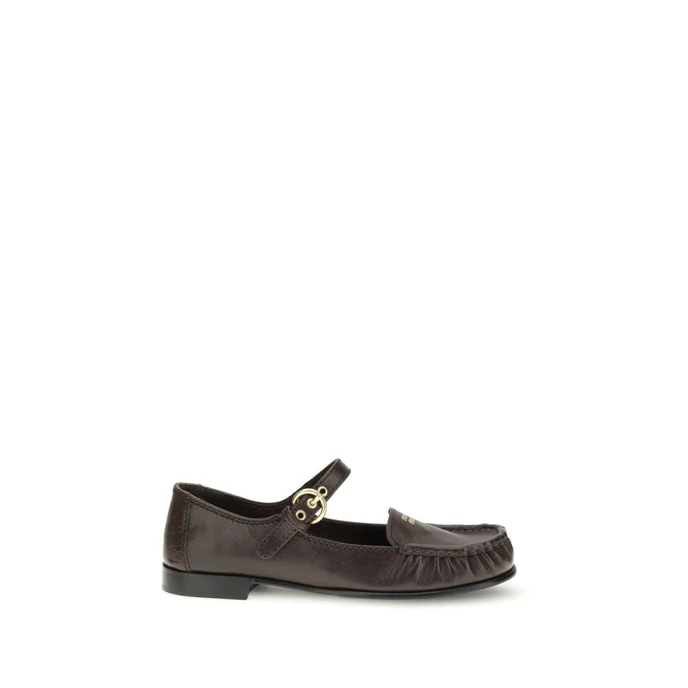 Miu Miu Brown Calf Leather Bos Taurus Slip-On Loafers - EU40/US10