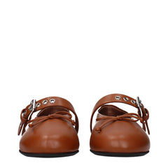 Miu Miu Brown Leather Ballet Flats - EU38/US8
