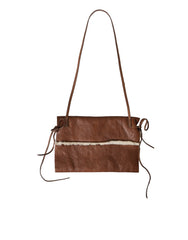 Miu Miu Brown Leather Fur Inner Lining Neck Strap WinterFleece Handwarmer - Hand Muffs