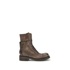 Miu Miu Brown Rubber Lace-Up Boots - Boots