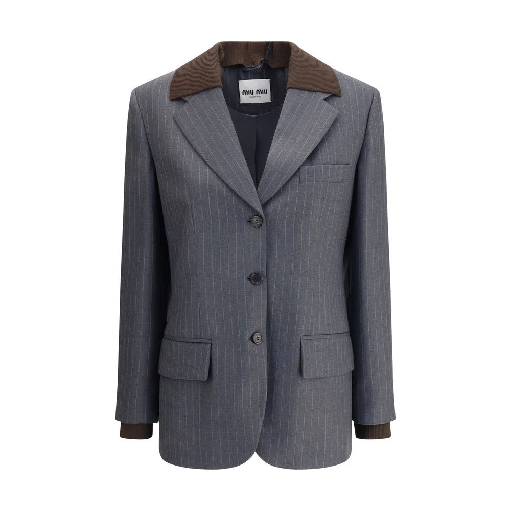 Miu Miu Gray Fleece Wool Blazer - IT38 | S - Sport Jackets