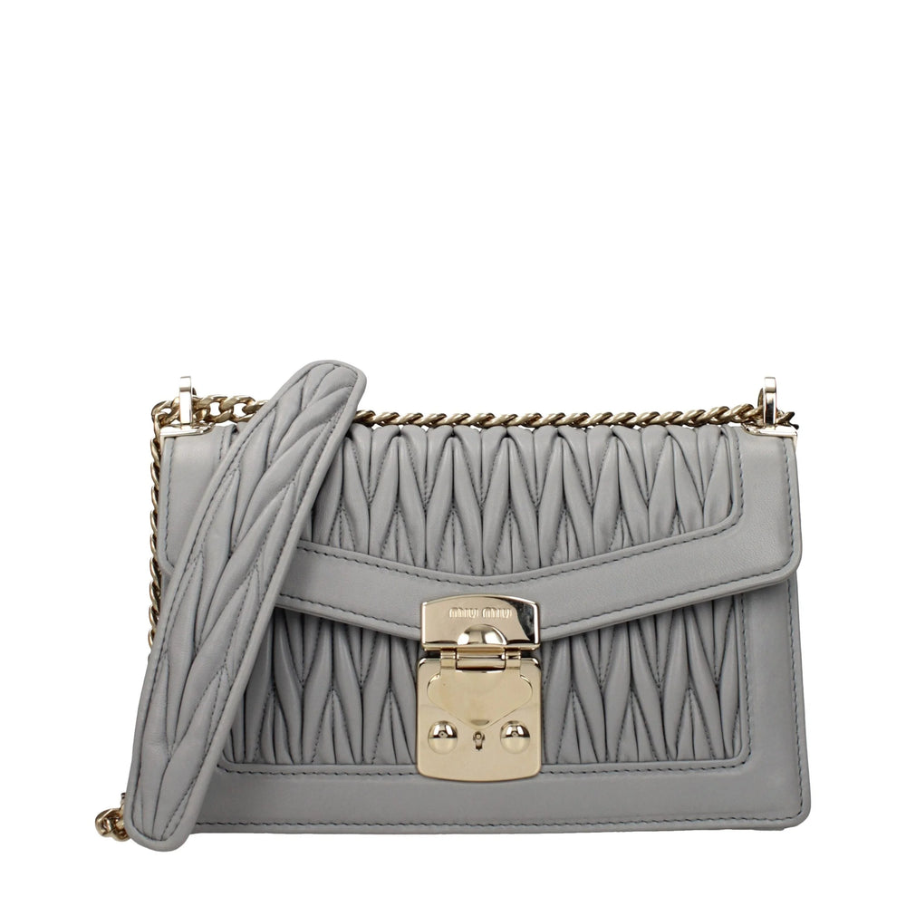 Miu Miu Gray Leather Crossbody Bag