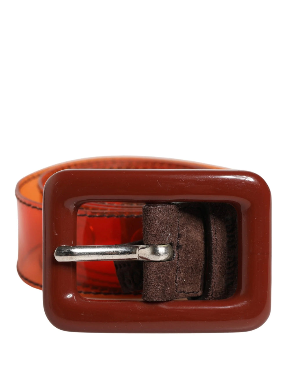 Miu Miu Orange PVC Waist Women Cintura Square Buckle Belt - Belts