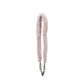 Miu Miu pink faux fur shoulder bag featuring a plush texture and silver-tone hardware in a classic baguette silhouette.