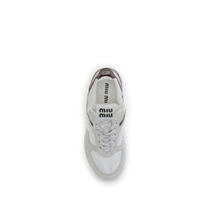 Miu Miu White Calf Leather Bos Taurus Athletic Sneakers - EU37/US7