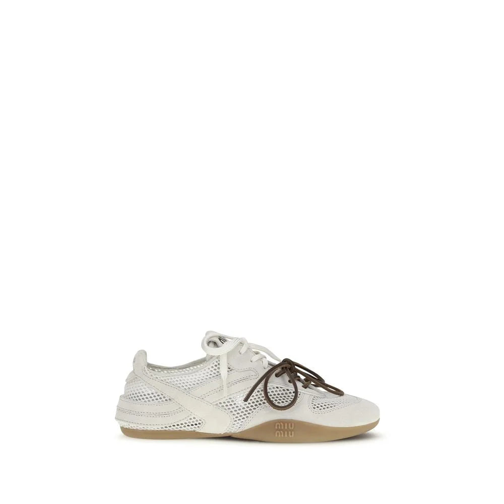 Miu Miu White Calf Leather Bos Taurus Athletic Sneakers - EU38.5/US8.5