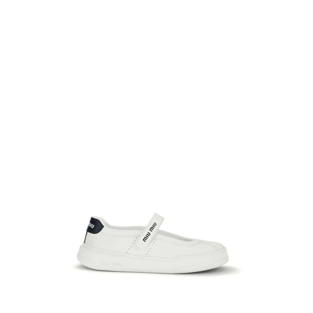 Sapatos de ballet de couro de bezerro branco Miu Miu - EU40.5/US10.5