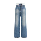 MM6 Light Blue Cotton Straight-Leg Jeans