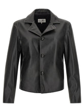 MM6 Maison Margiela Black Polyester Leather Jacket