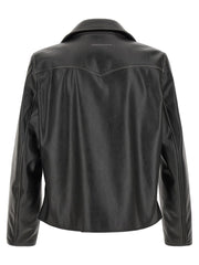 MM6 Maison Margiela Black Polyester Leather Jacket