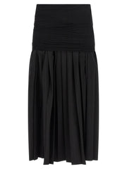 MM6 Maison Margiela Black Polyester Midi Skirt