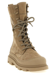 Moncler Beige Leather Lace-Up Boots - EU38/US8