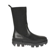 Moncler Black Calfskin Ankle Boots - EU37/US7