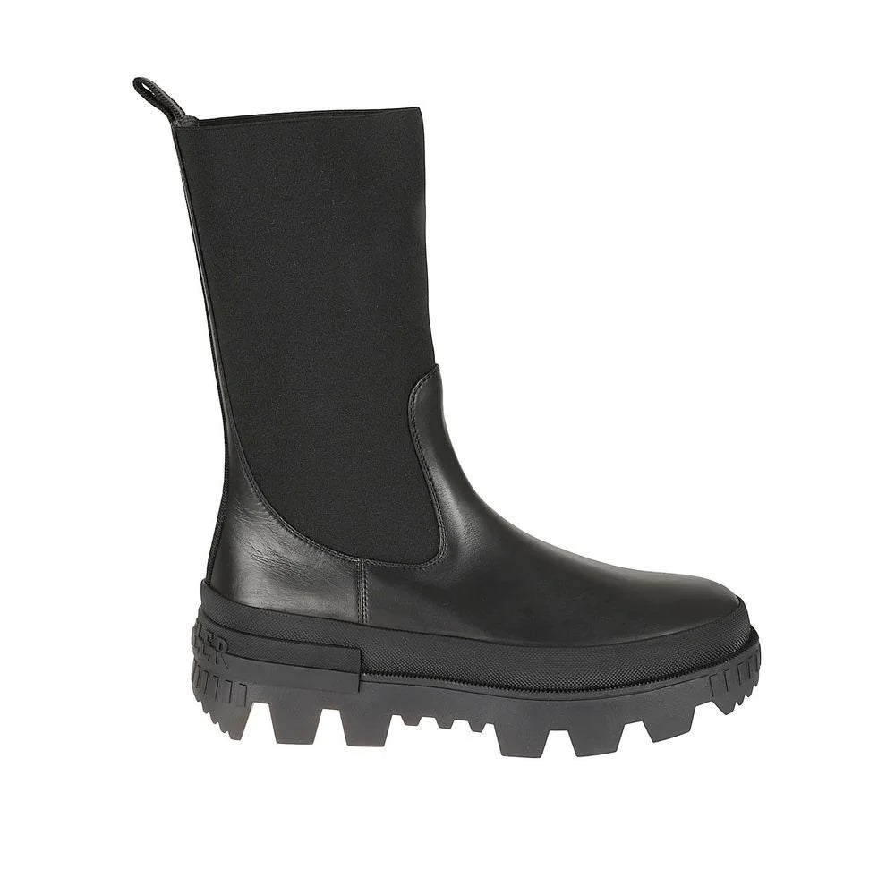 Moncler Black Calfskin Flat Boots - EU37/US7