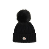 Moncler Black Wool Oves Aries Beanie - UNI