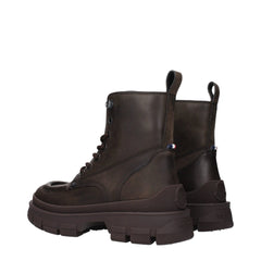Moncler Brown Leather Ankle Boots - EU40.5/US7.5