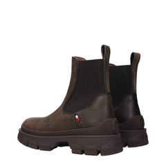 Moncler Brown Leather Ankle Boots - EU42.5/US9.5