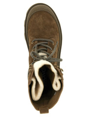 Moncler Brown Leather Lace-Up Boots - EU38/US8