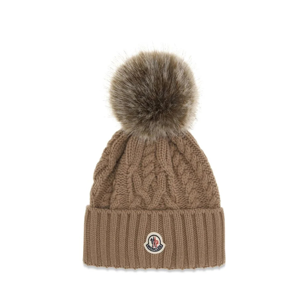 Moncler Brown Wool Oves Aries Beanie - UNI