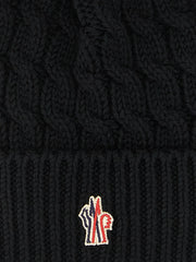 Moncler Grenoble Black Virgin Wool Beanie - UNI